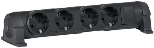 Колодка удлинителя с заземлением и выключателем Legrand Комфорт 4-м 16А 3500Вт черный картинка 